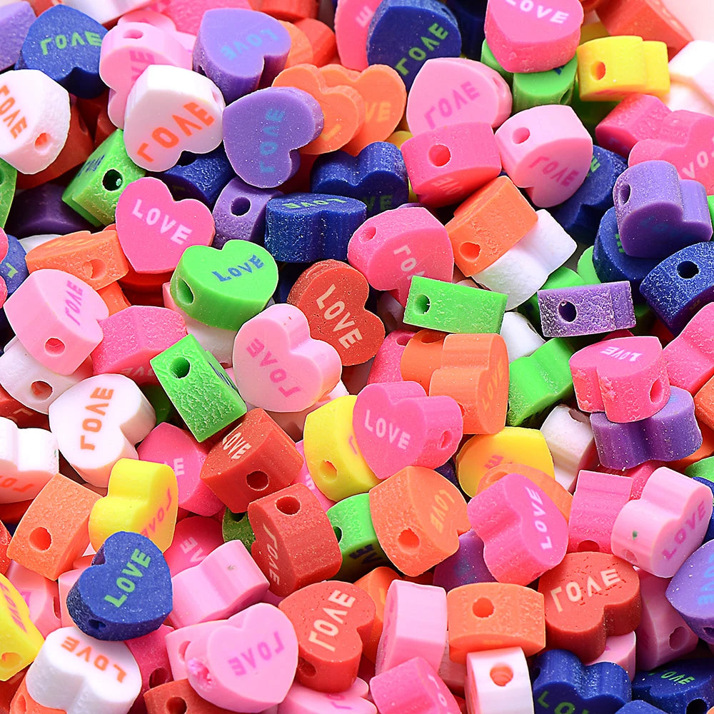 30/50/100pcs Red Envelope Love Spacer Clay Beads Sweet Heart Polymer Clay Beads For Jewelry Making DIY Craft Ornament Supplies
