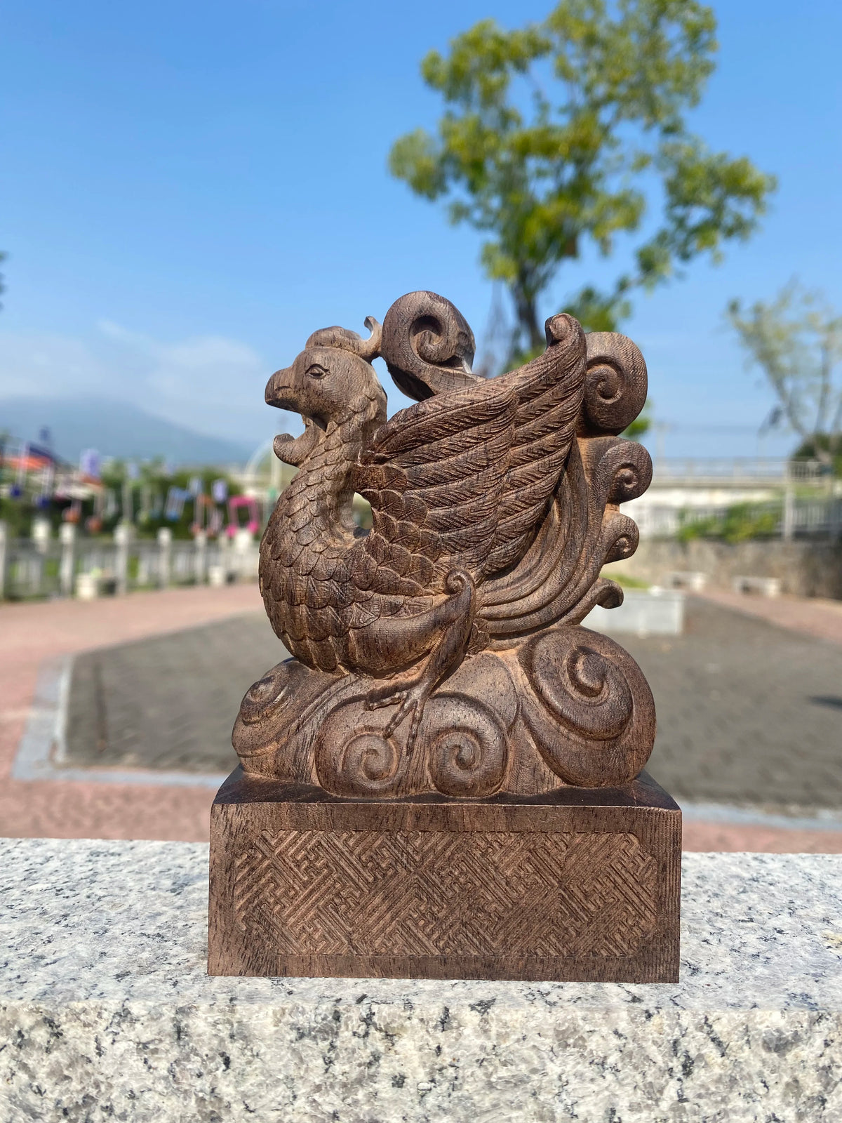 Hand-Carved Agarwood Four Holy Beasts Statue 5.5 Feng Shui Decor