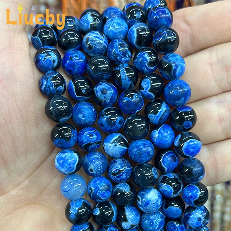 Dark Blue Fire Agate Beads 6-10mm for DIY Jewelry