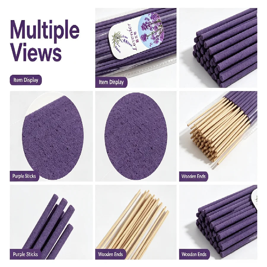 Lavender Incense Sticks, Natural Home Fragrance Sticks for Relaxing Reading Time, 22cm Long, Ideal for Living Room, Bedroom,