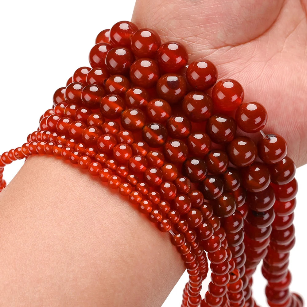 Wholesale Red Coral Natural Stone Beads Round Loose Spacer Beads For DIY Charm Jewelry Making Bracelets 4/6/8/10/12mm 15in