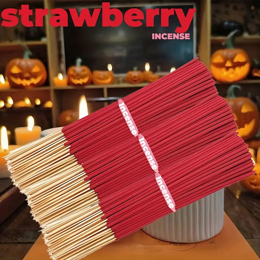 Red High-Quality Creamy Strawberry Incense Stick - Long-Lasting Strawberry Scent with Woody Notes, Fruit Meditation Yoga Home Office Party Holiday Gift, Eliminates Fatigue, Long-Lasting Fragrance (Doesn'T Scatter, Burns Evenly)