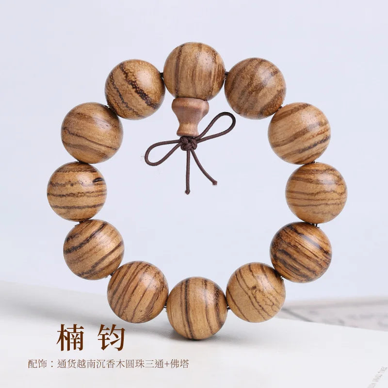 Sandalwood Old Agarwood 108-Bead Buddhist Bracelet, Cultural Play Bracelet, Men's and Women's Necklace, for Handling