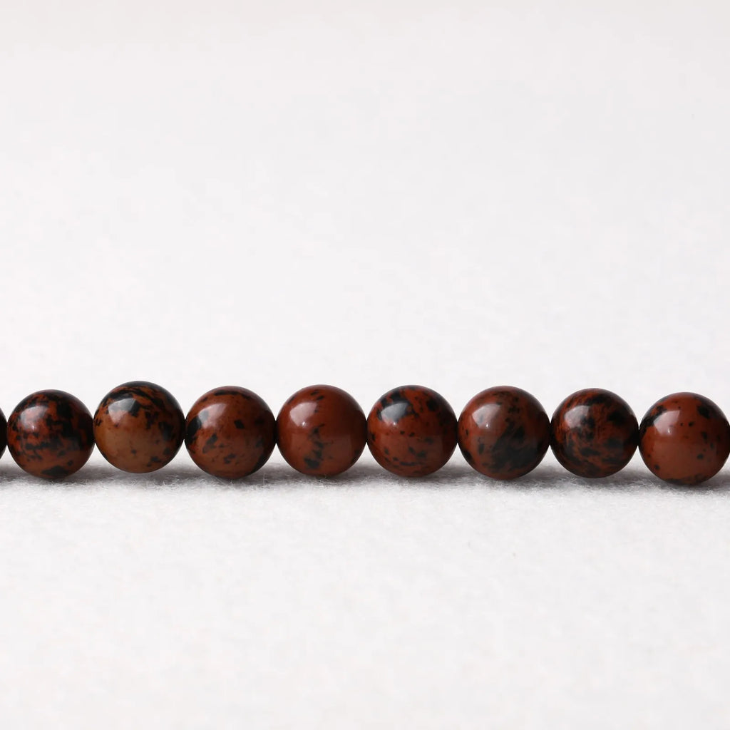 Natural Stone Mahogany Obsidian Beads Round Golden Swan Bead for Jewelry Making DIY Bracelet Necklace Accessories 4/6/8/10mm