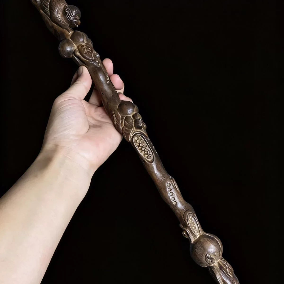 Hand-Carved Premium Agarwood Monkey Back Scratcher 40cm Traditional Wood Body Massager for Home Decor Zen Health Collection