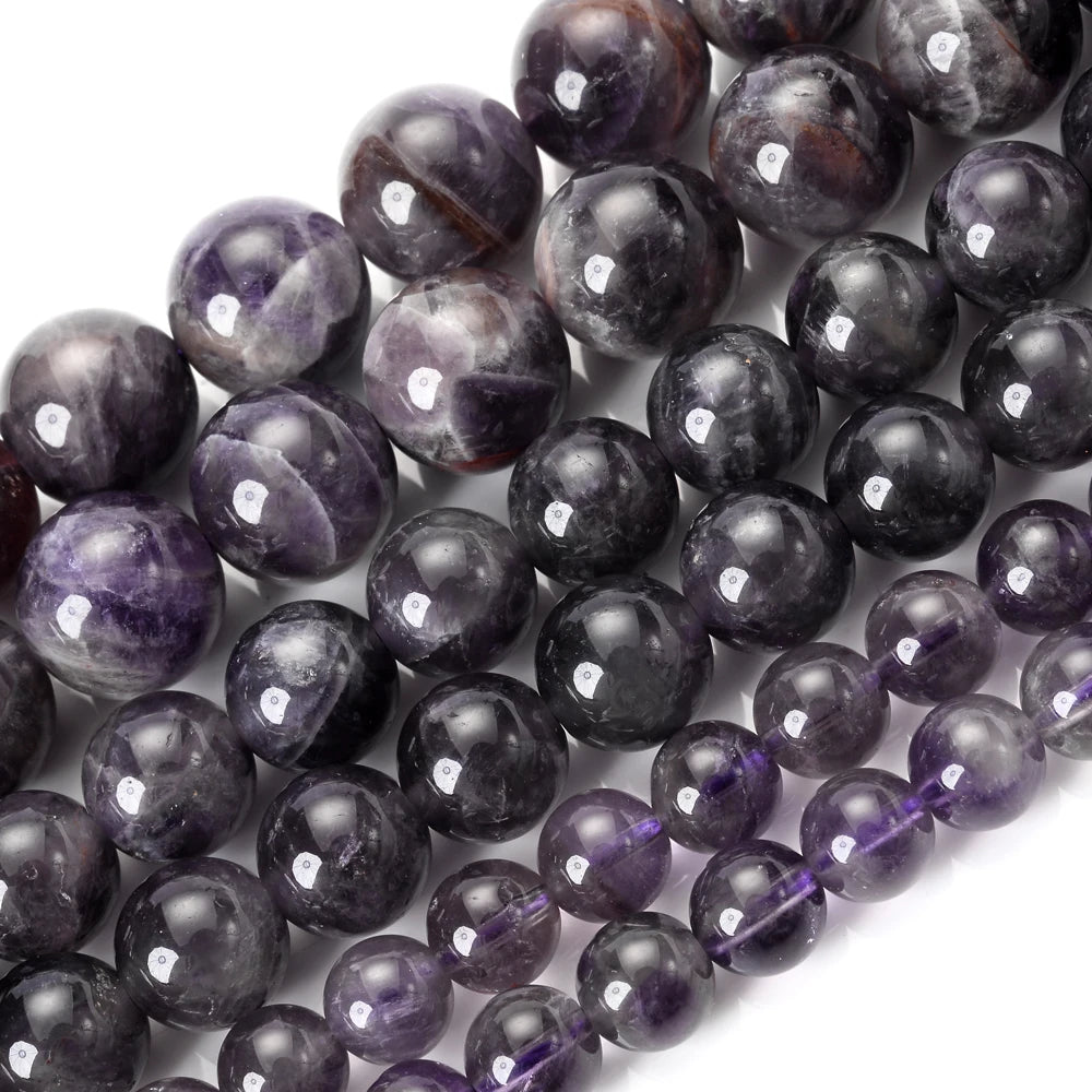 Natural Stone Beads Purple Crystal Morganite Chalcedony Agates Jades Beads For Jewelry Making Handmade Bracelet Necklace 4-10MM