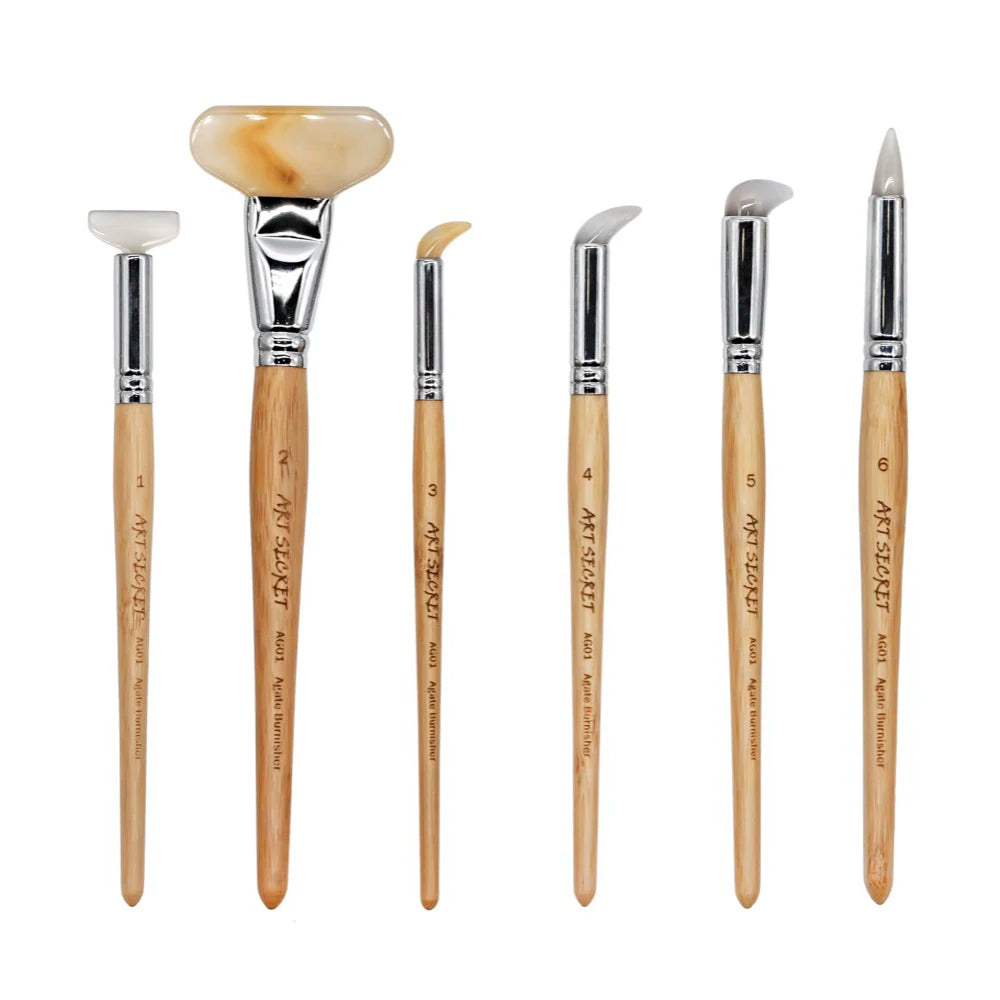 ArtSecret Agate Burnishers for Gold Leaf - Flat Round Curved