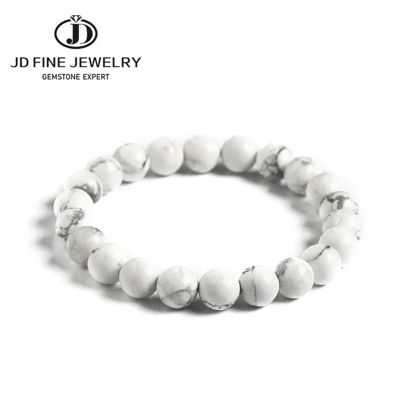 White Howlite Turquoise Bead Bracelet 18-19cm