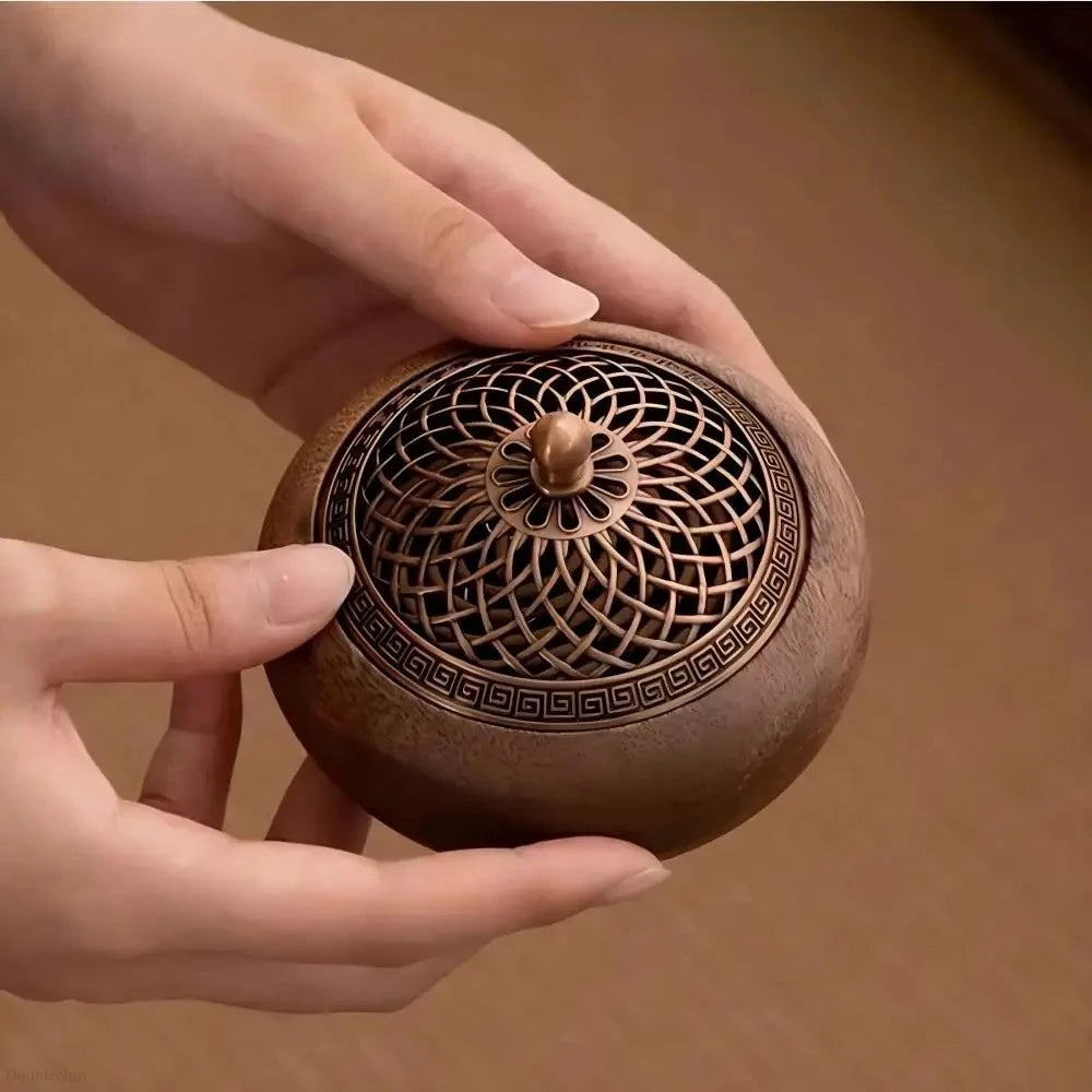 Solid Wood Pan Incense Burner, Indoor Aromatherapy Burner With Sandalwood Incense, Tea Ceremony ,prayer rooms, yoga Decoration