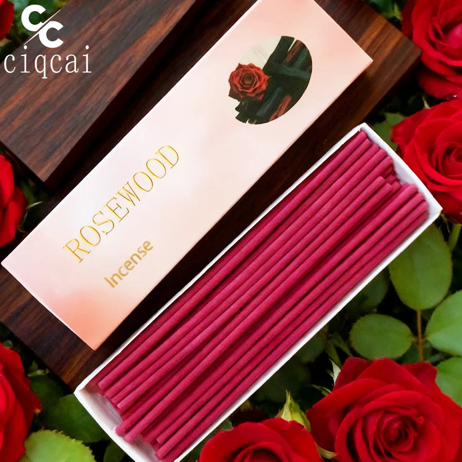 High-Quality Chinese Agarwood Incense with Rose Scent, 12cm Long Natural Incense Sticks, 35 Sticks/Box, Made from Agarwood and Rose Powder, Strong and Long-Lasting Fragrance, Refreshing and Invigorating, Purifies the Air, Suitable for Home, Office, Hotel,