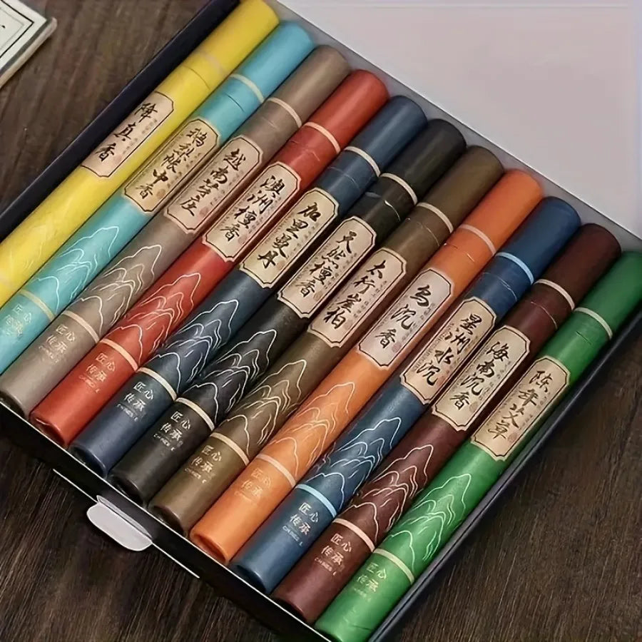 Fragrant Love -11 Flavors, Each Flavor About 40-45 Pillow Incense+Bamboo Incense Insert, Suitable for Home Gifts