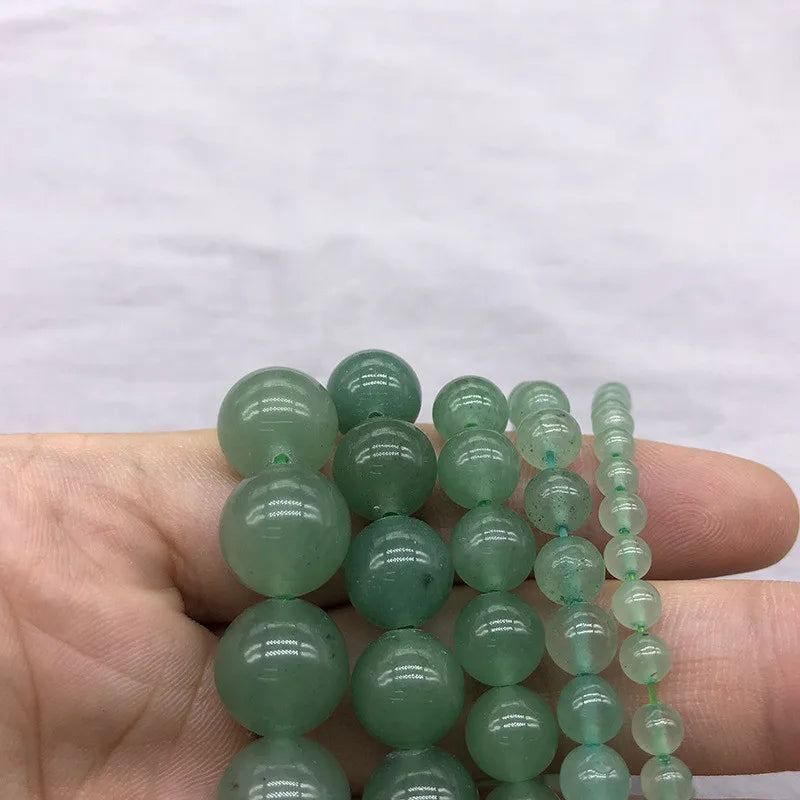 Natural Stone Green Aventurine Round Loose Beads 15" Strand 4 6 8 10 12 MM Pick Size For Jewelry Making