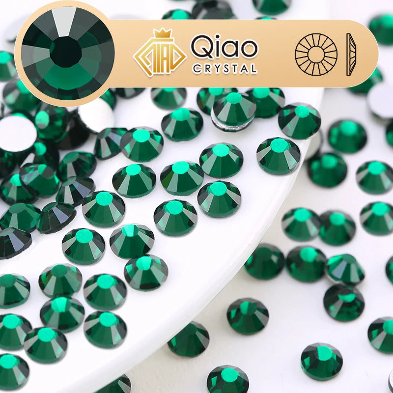 QIAO SS6-SS34 Rhinestone Crystal Bulk Pack No Hotfix Sparkle Diamond Stones for DIY Sewing Wedding Dresses Shoes Bags Wholesale