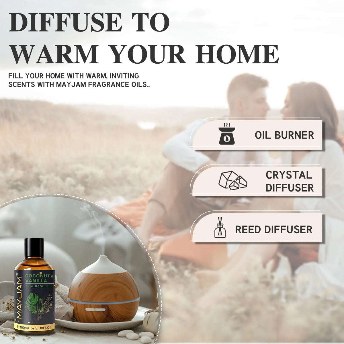 MAYJAM Coconut Vanilla Sea Breeze Fragrance Oil 100ml Sweet Tobacco Dragons Blood Amber Aromatherapy Essential Oil for Diffuser
