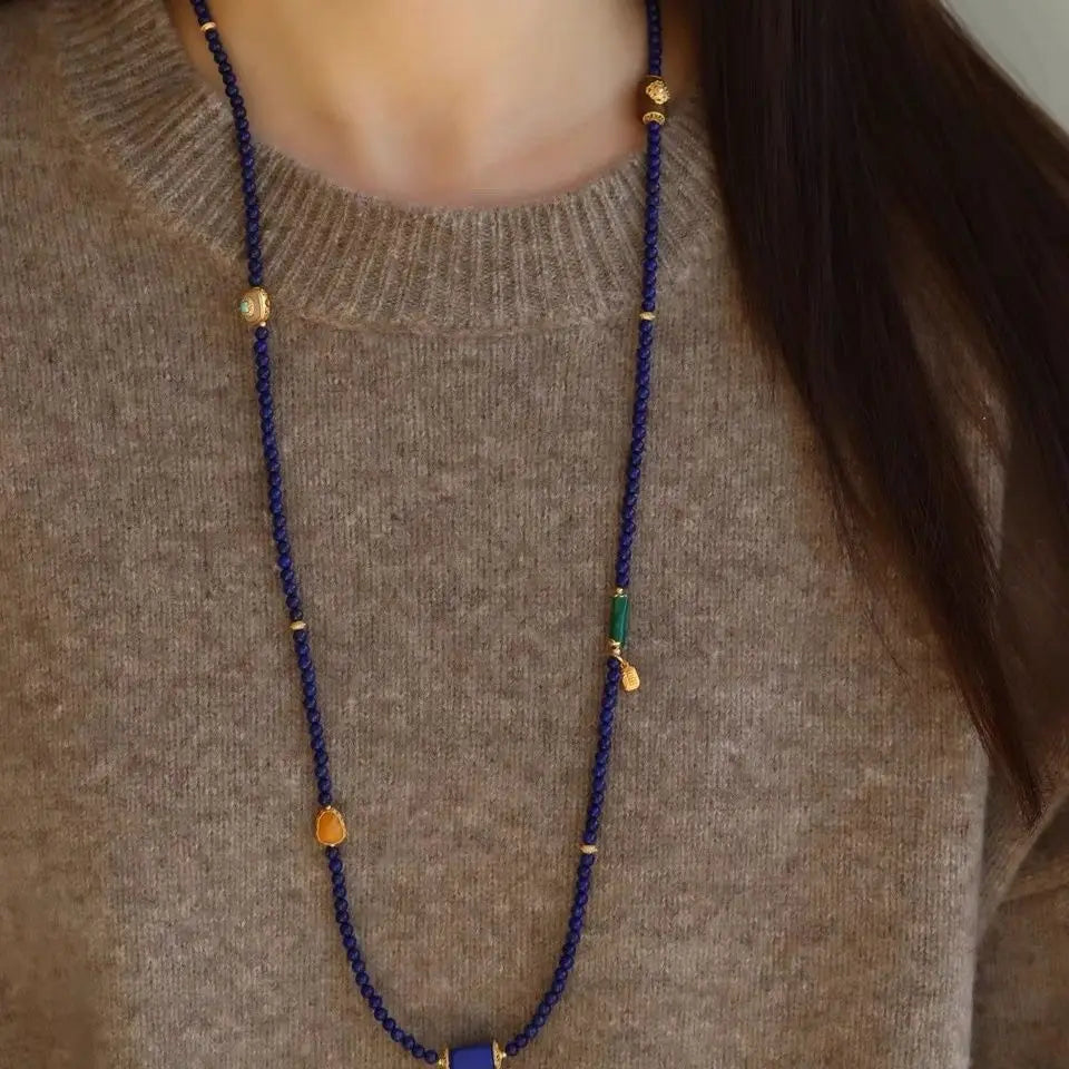 Natural Lapis Lazuli Chain Bracelet for Women