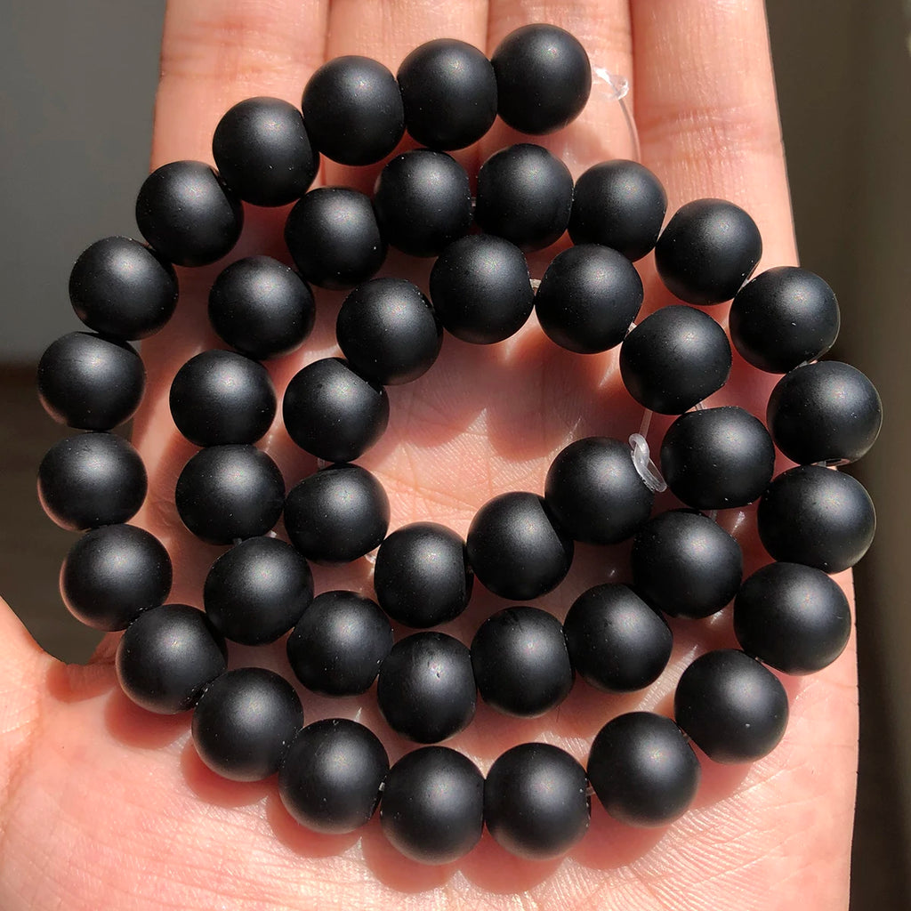 Natural Black Volcanic Lava Stone Beads 10mm Round