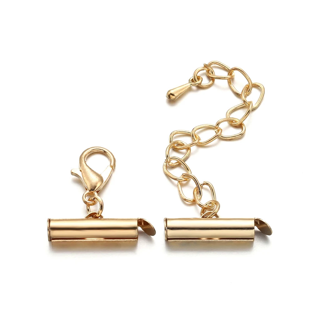 10Set 10-40mm Metal Bracelet End Connectors Slide Clasp Extending Lobster Clasps Slide Hook Tail Chain For DIY Jewelry Making