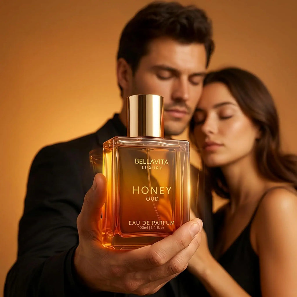 Bella Vita Honey Oud Unisex Eau De Parfum 100ml 3.4oz Warm Sweet Honey Agarwood Oriental Woody Perfume Amber Square Bottle Long Lasting Fragrance Gift for Men Women