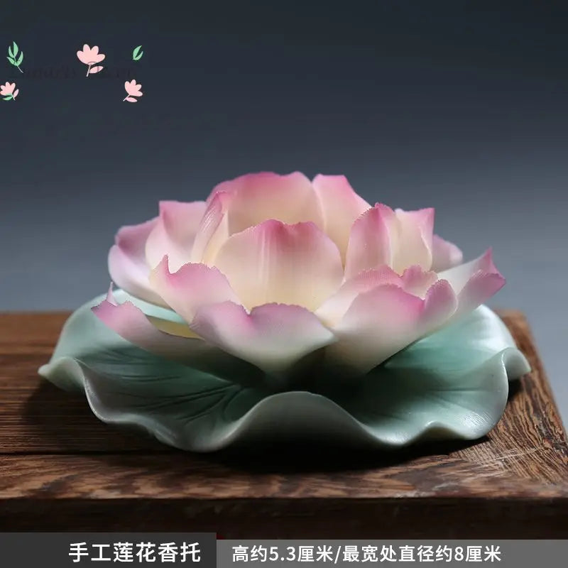 Ceramic handmade lotus incense holder line incense insert sandalwood agarwood stand incense insert painted household indoor