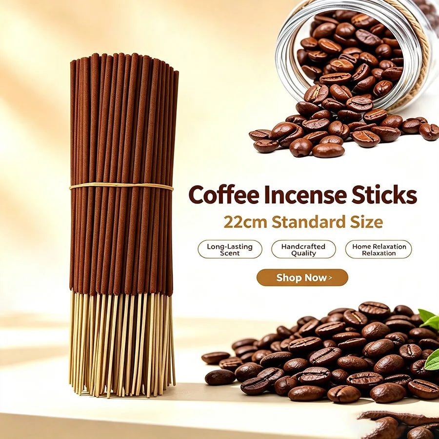 20/55/90/130Pcs Natural Coffee Aroma Sticks - High-Quality Wooden Aroma Sticks for Home Air Purification, Relaxation, Yoga, Office