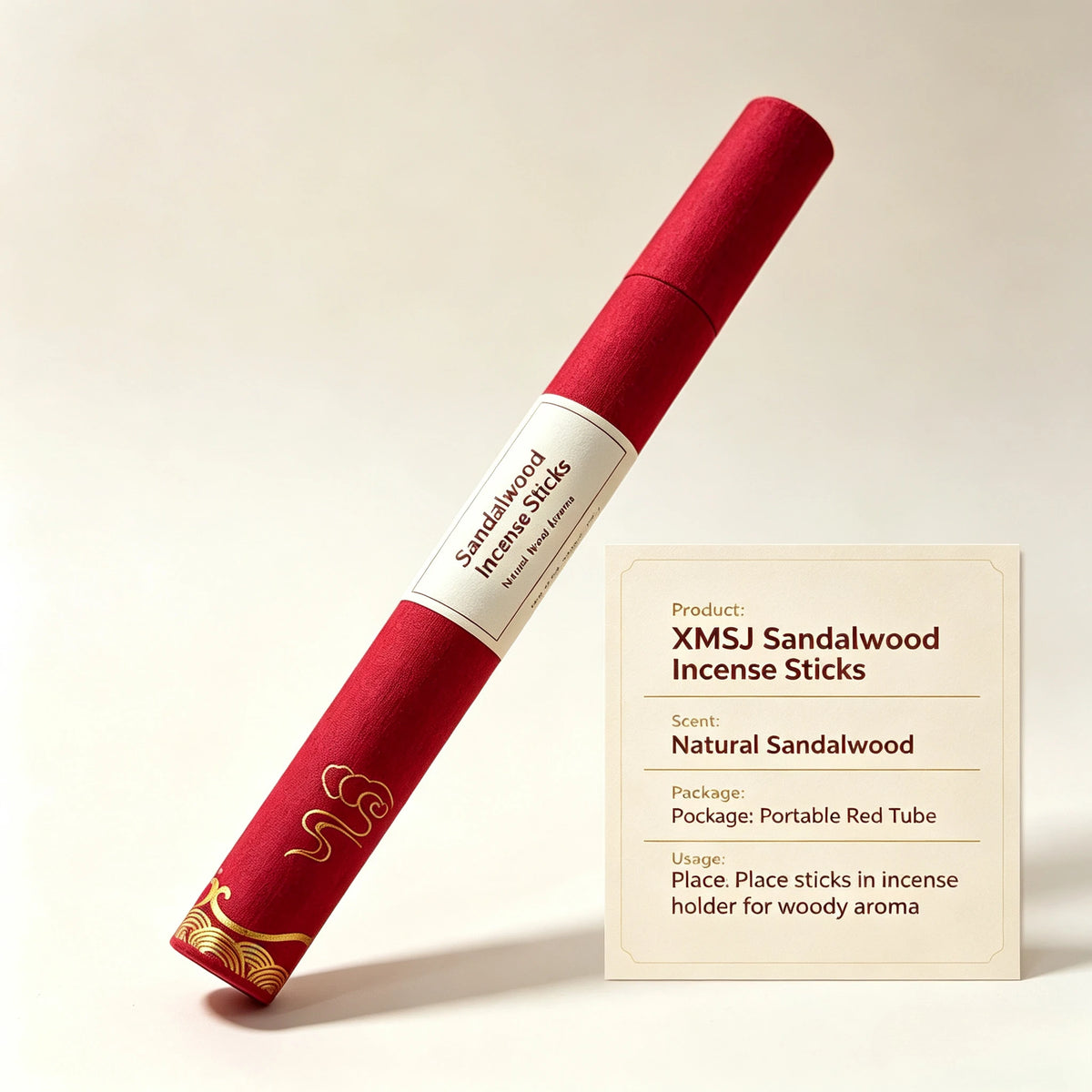 XMSJ Natural Sandalwood Incense Sticks, Red‑Tube Packed Handmade Agarwood Sticks Home Indoor Aromatherapy
