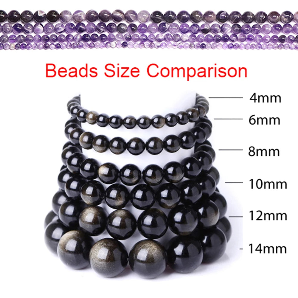 4/6/8/10MM Natural Stone Beads Blue Tiger Eye Crystals Amethyst Rose Quartz Gemstone Bead for Jewelry Making Bracelet Necklaces