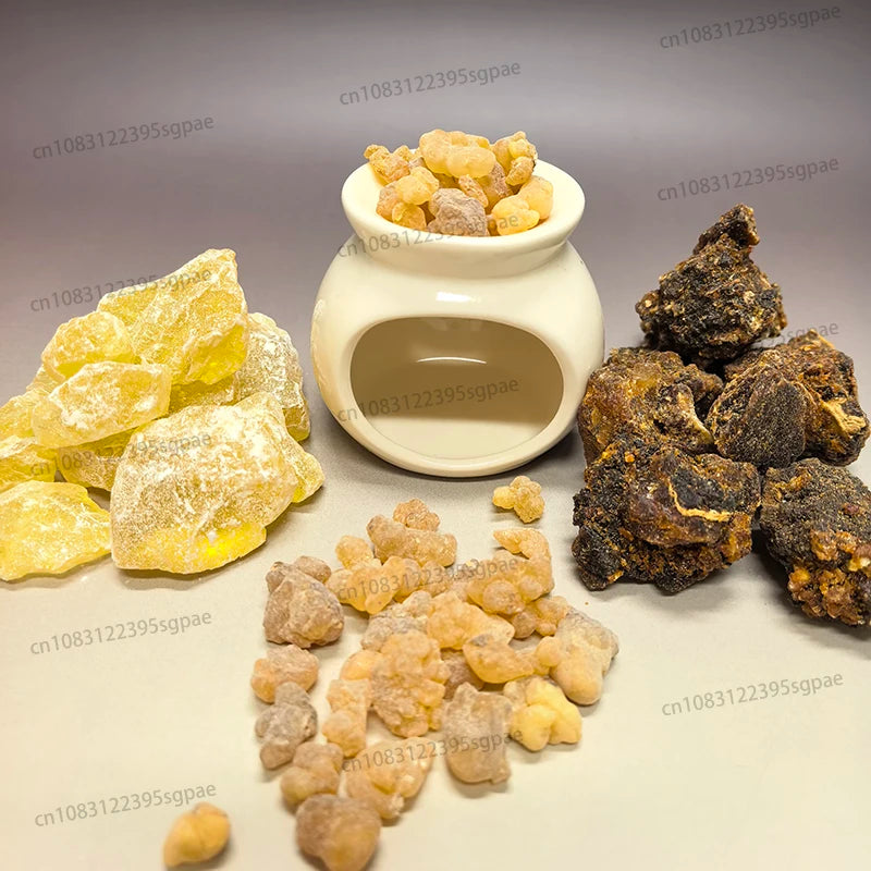 300g Premium Natural Resin Incense Pack: 100g Frankincense & 100g Myrrh for Stress Relief，and 100g Pine Rosin，100% Pure