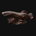 Handmade Vietnamese Agarwood Golden Dragon Fish Wood Ornament