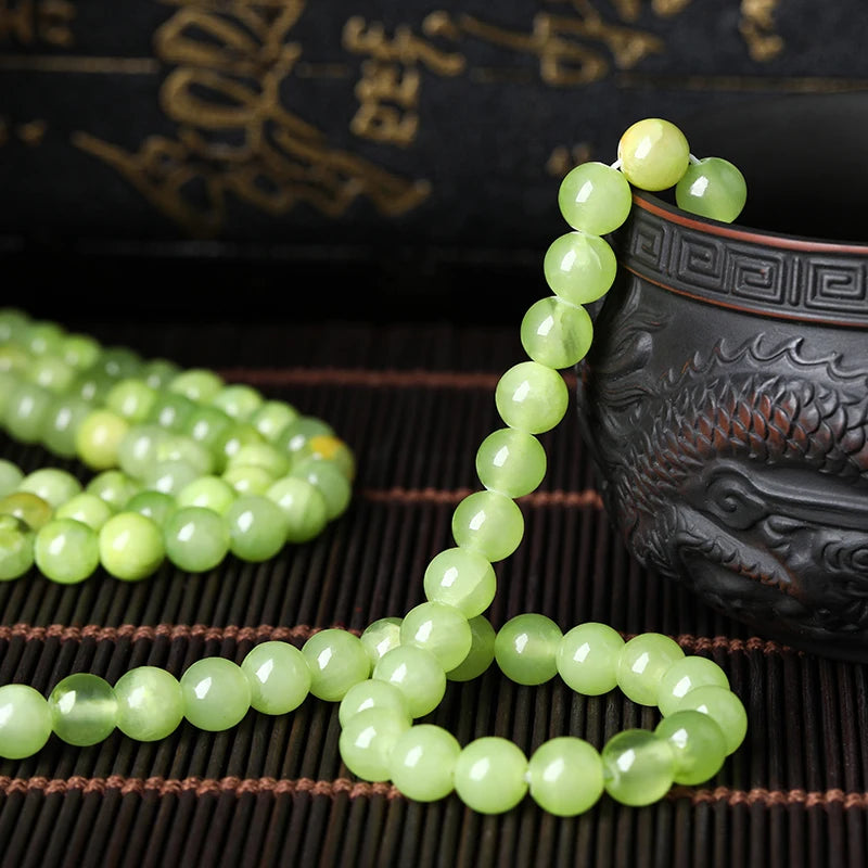 4/6/8/10mm Natural Stone Afghan Green Jade Beads Round Loose Gemstone For Jewelry Making DIY Supplies Bracelet Accessory 15"