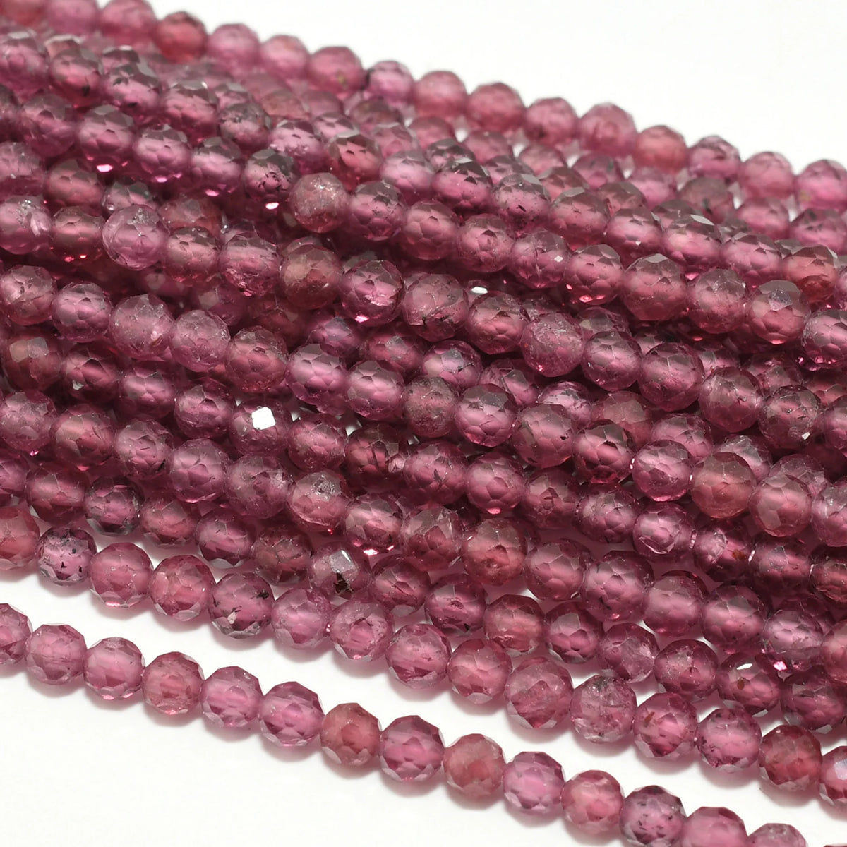 Natural Ceylon Pink-Purple Garnet Faceted Round Beads 3mm-3.2mm