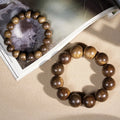 Waterborne Brunei Agarwood Bracelets Single Circle Round Bead Buddhist Prayer Beads Hand Jewelry for Men and Women Gifts