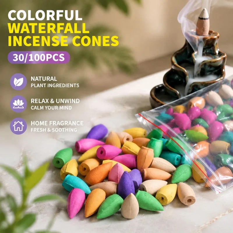 Backflow Incense Cones Sandalwood Agarwood Rose Floral Plant Granules Household Aroma Cone 60 Pieces Per Bag Natural Botanical