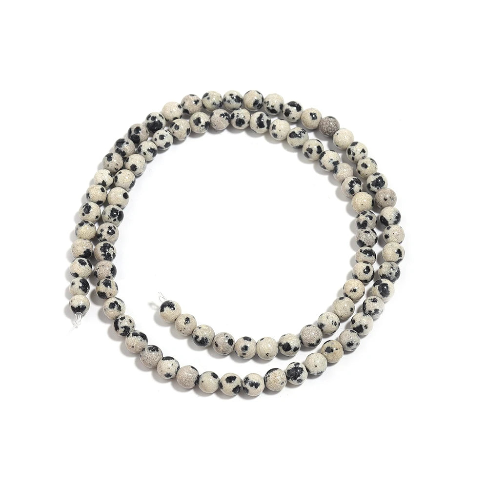 4 6 8 10 12mm Natural Dalmatian Jasper Beads Round Loose Spacer Stone Beads For Jewelry Making DIY Necklace Bracelet Accessories