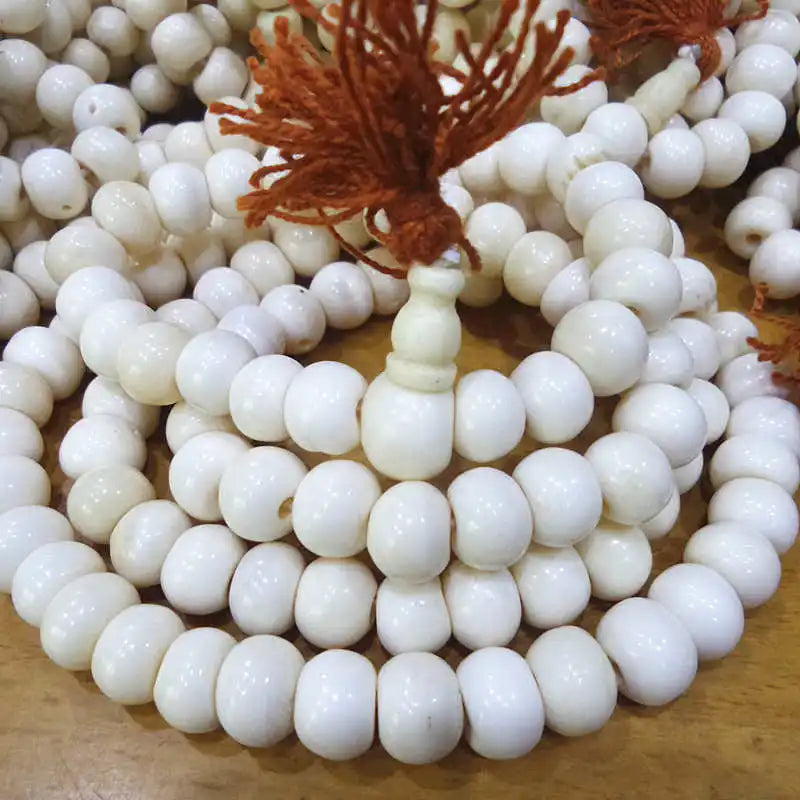 Tibetan 108 Bead Ox Bone Mala Rosary 10mm