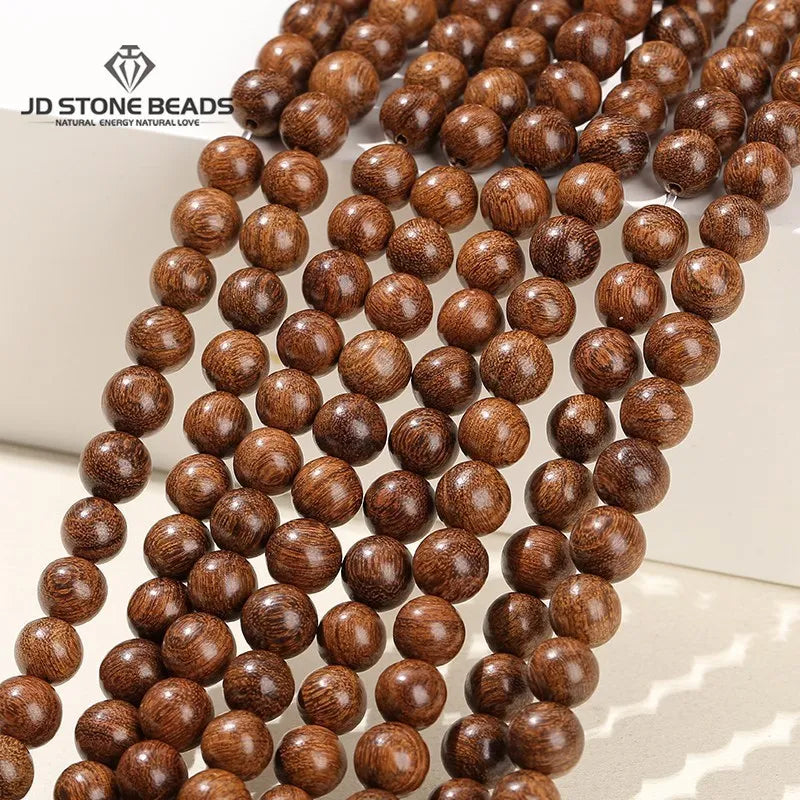 Natural Wood Bead Gold Silk Sandalwood Round Buddha Bead 6 8 10mm Pick Size For Jewelry Making Diy Necklace Bracelet Accessory
