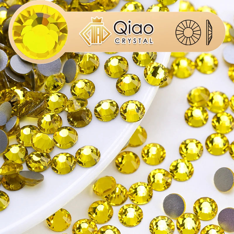 QIAO SS6-SS34 Rhinestone Crystal Bulk Pack No Hotfix Sparkle Diamond Stones for DIY Sewing Wedding Dresses Shoes Bags Wholesale