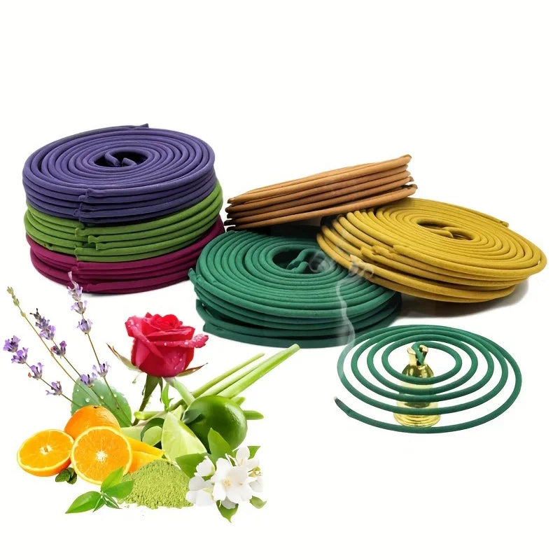 Mixed 40pcs/box Coil Incense Rose Jasmine Lavender Orange Scents Home Aromatherapy 3-4 Hours Burn Time, Mild Fragrance