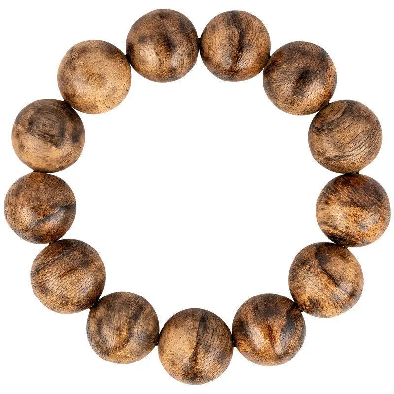 Authentic Old Kalimantan Agarwood Buddhist Beads 16mm Wooden Bracelet for Men Collectible Gifts