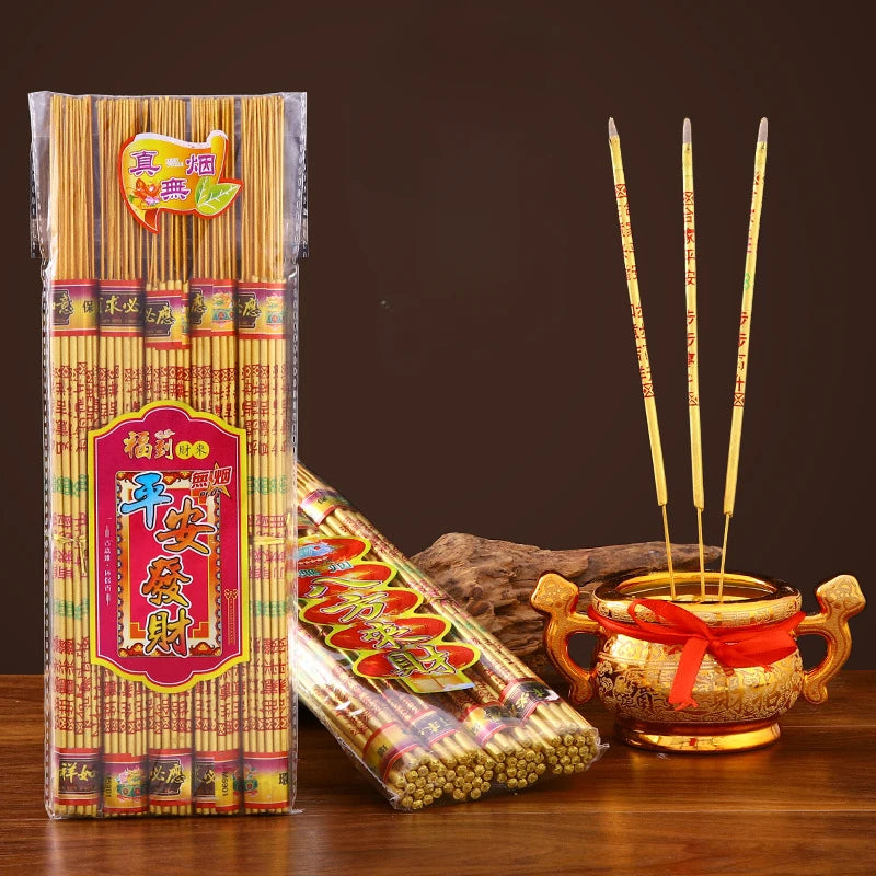 Bamboo Stick Incense Doe Not Fade Hand Golden Character Incense Home/Temple Worship Buddha Worship God of Wealth Smokeless Aroma