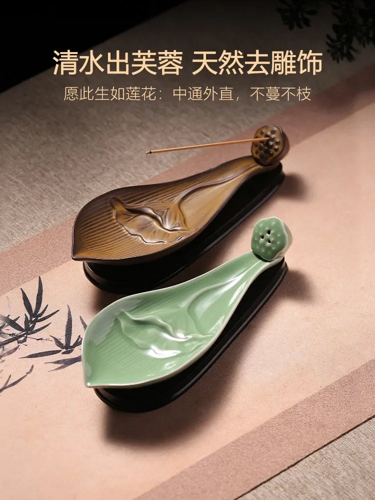 Ceramic lotus Line Incense Insert Sandalwood agarwood Household Indoor Study Incense Lighter lotus Lying Incense Burner Purifi