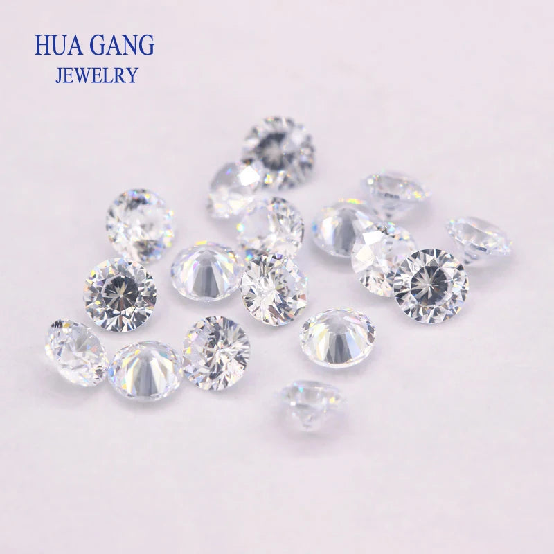 AAAAA Grade White 0.8~12.0mm Loose Zircon Stone Brilliant Round Cut Cubic Zirconia Stones For Jewelry Making DIY
