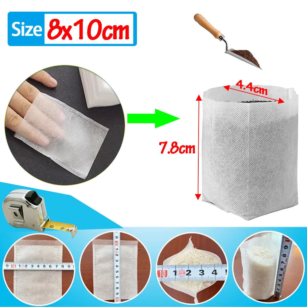 100-500Pcs Biodegradable Grow Bags 10x10cm-20x26cm