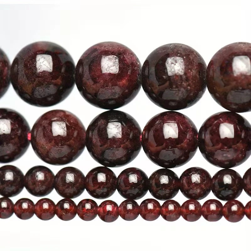 4/6/8/10/12mm Natural Red Garnet Stone Beads Round Loose Spacer Bead For Jewelry Making DIY Bracelet Necklace Charms Accessories - AliExpress
