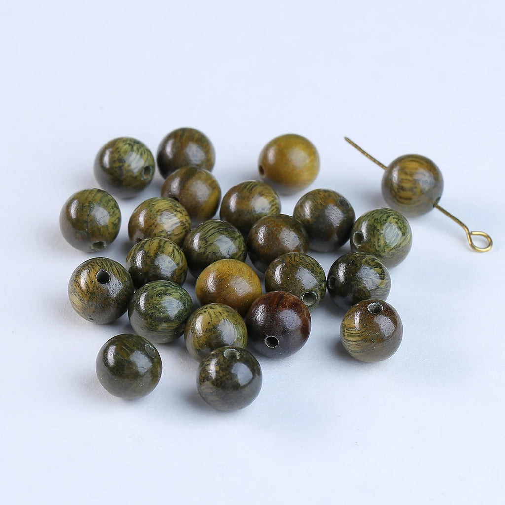 JD Green Sandalwood Loose Round Spacer Beads Accessories for DIY Bracelet Necklace Handmade Jewelry Making Supplies
