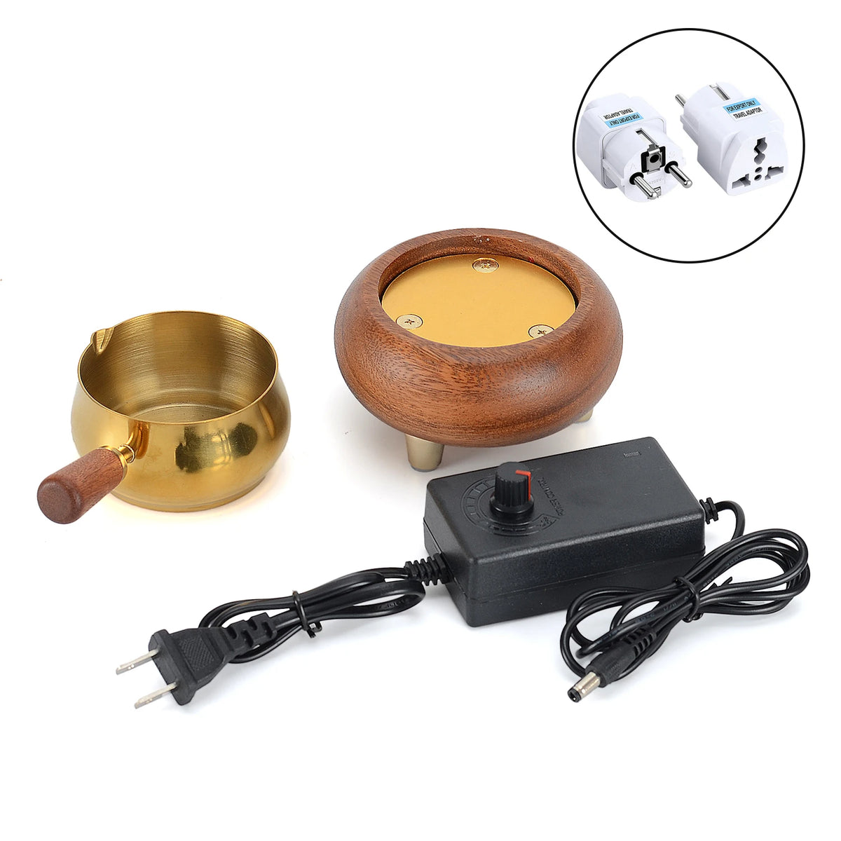 Wooden Electronic Incense Burner Detachable Bakhoor Burner Adjustable Temperature Essential Oil Burner for Agarwood Wax Melts