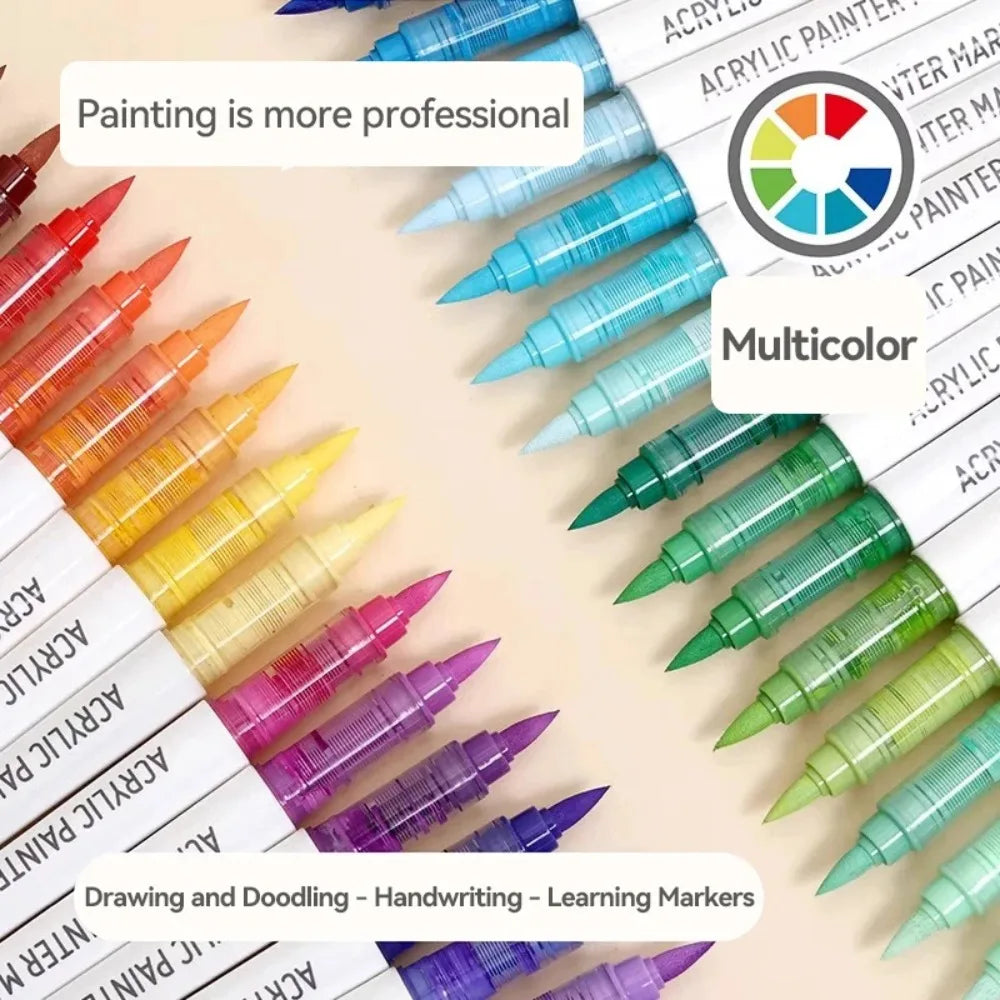 LANGUO 24-288 Colors Acrylic Markers Pen Set Direct Liquid Paint Art Marker for Stone Paint Ceramic Glass Wood Fabric Painting