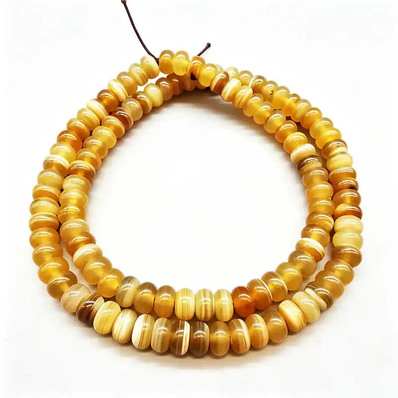 108 Beads Natural Ox Horn Round Beads 10x6mm TSB0509