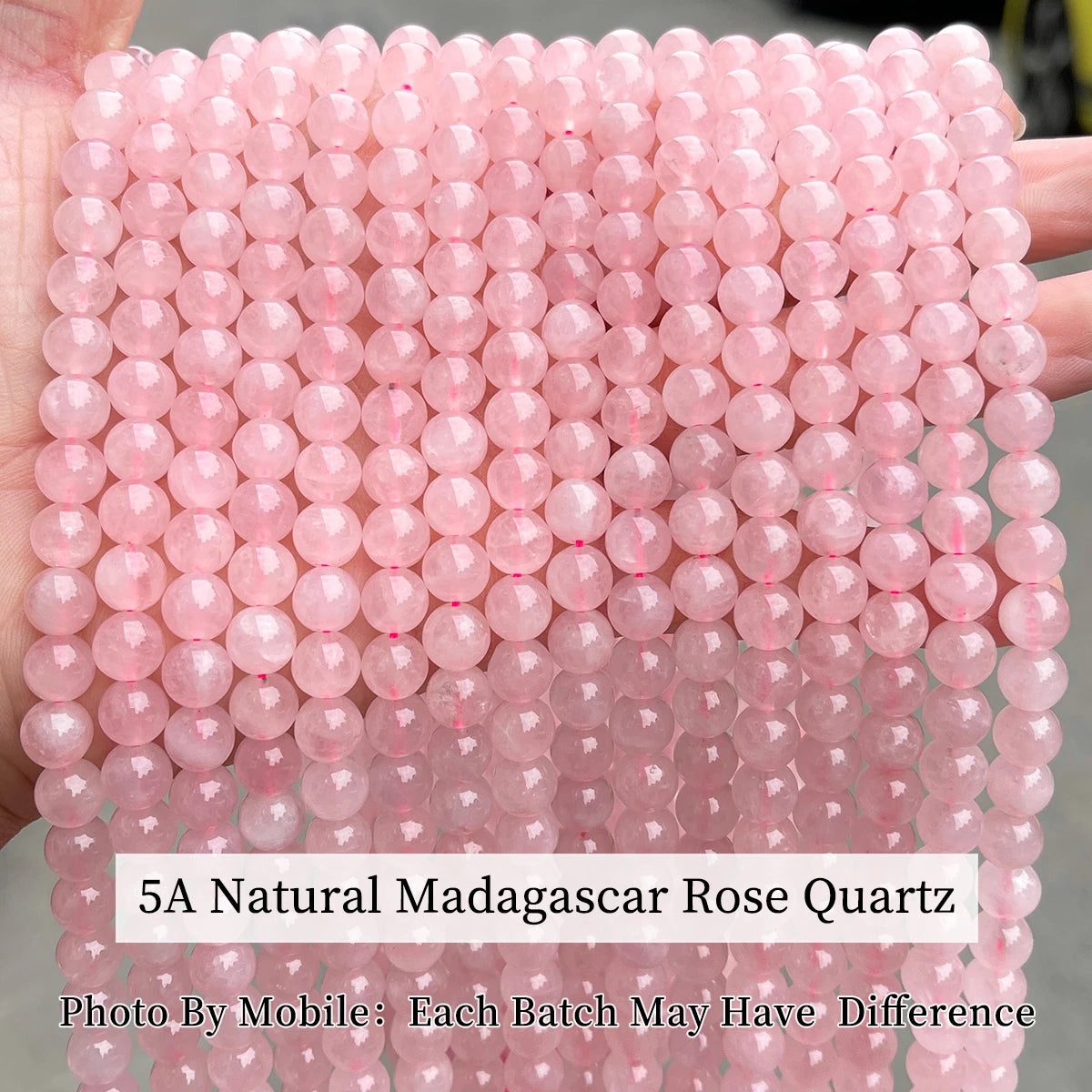 Wholesale Natural Stone Rose Quartz Bead Round Loose Spacer Bead 4 6 8 10mm for Jewelry Making DIY Bracelet Necklace Accessory