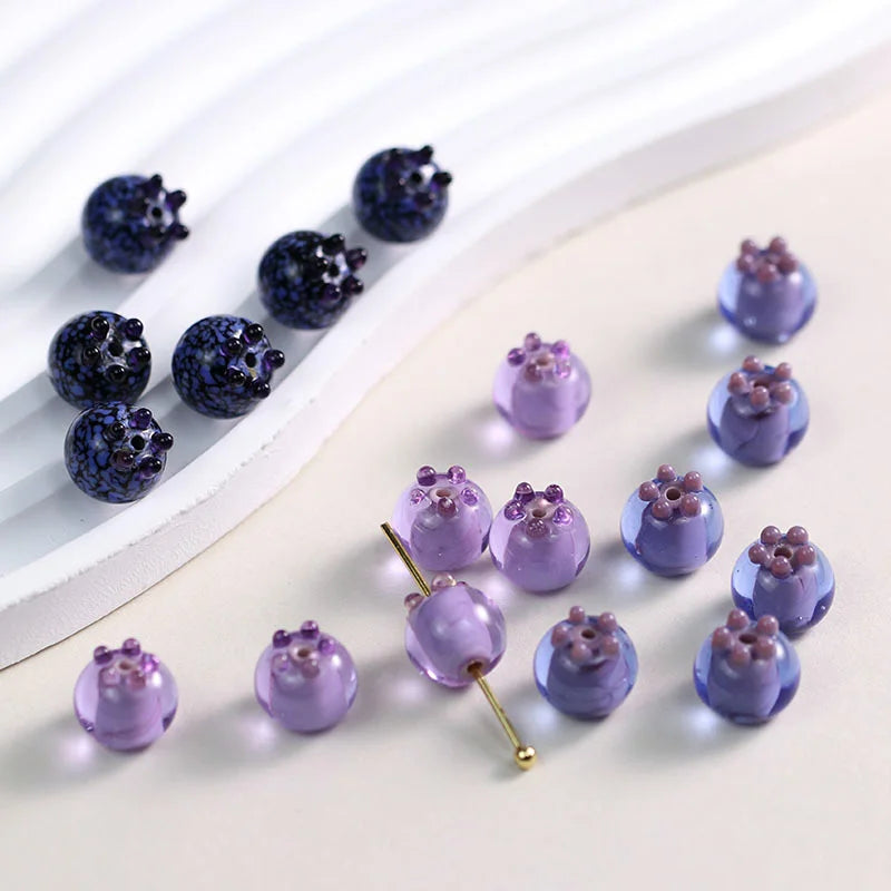 10pcs 12mm Blueberry Glass Beads Irregular DIY Jewelry
