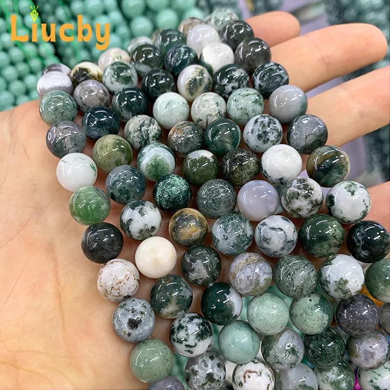 Natural White Tree Patterned Agate Beads 10mm 36pcs